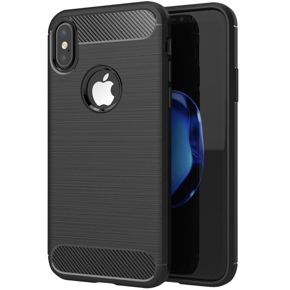 Pokrowiec Carbon Case czarny Apple iPhone XS
