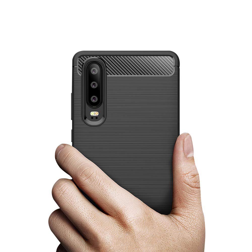 Pokrowiec Carbon Case czarny Huawei P30 / 5