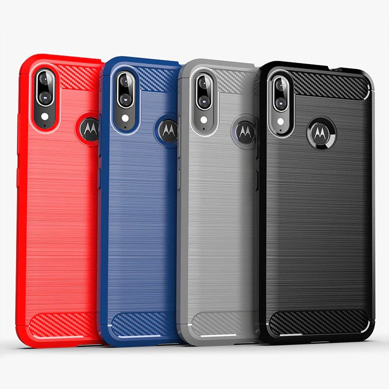 Pokrowiec Carbon Case czarny Motorola Moto E6 Plus / 12