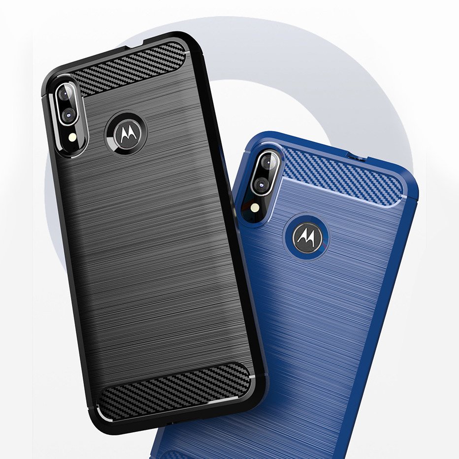 Pokrowiec Carbon Case czarny Motorola Moto E6 Plus / 3