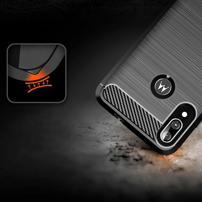 Pokrowiec Carbon Case czarny Motorola Moto E6 Plus / 9