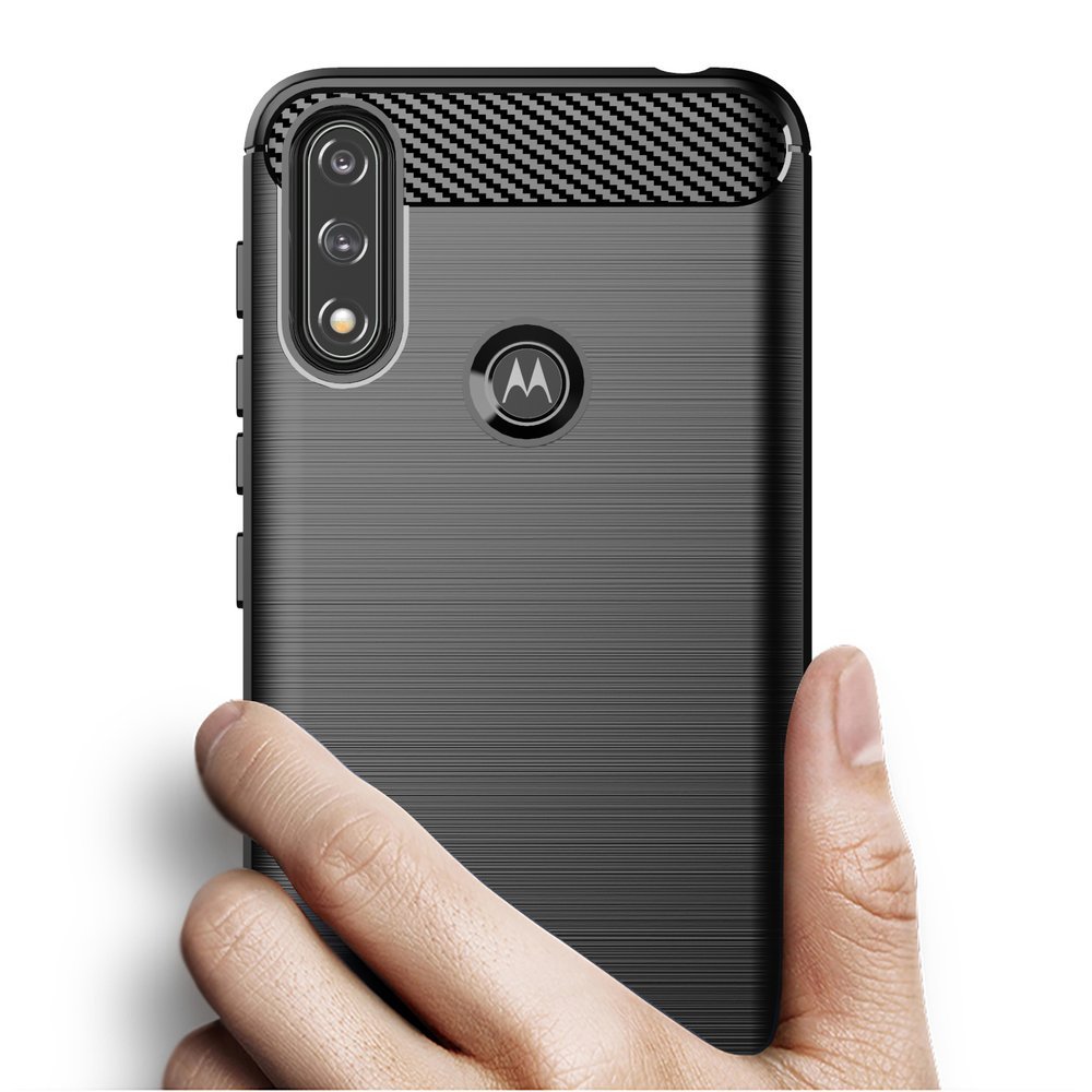 Pokrowiec Carbon Case czarny Motorola Moto E7 Power / 2