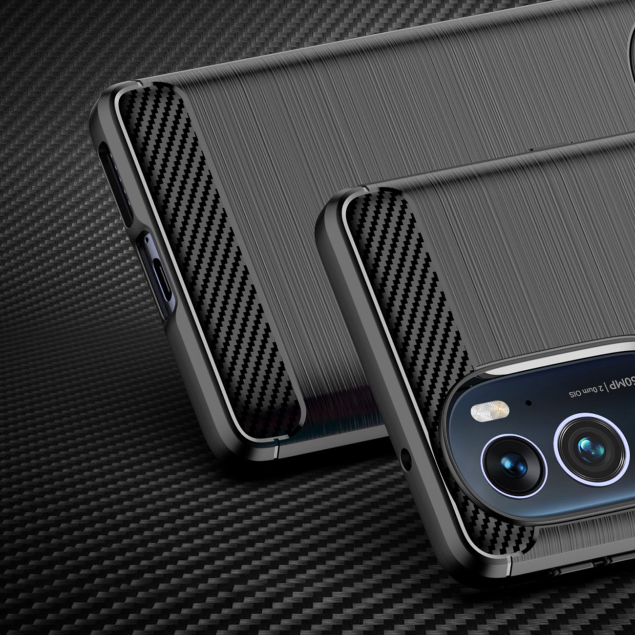 Pokrowiec Carbon Case czarny Motorola Moto Edge 30 Pro / 2