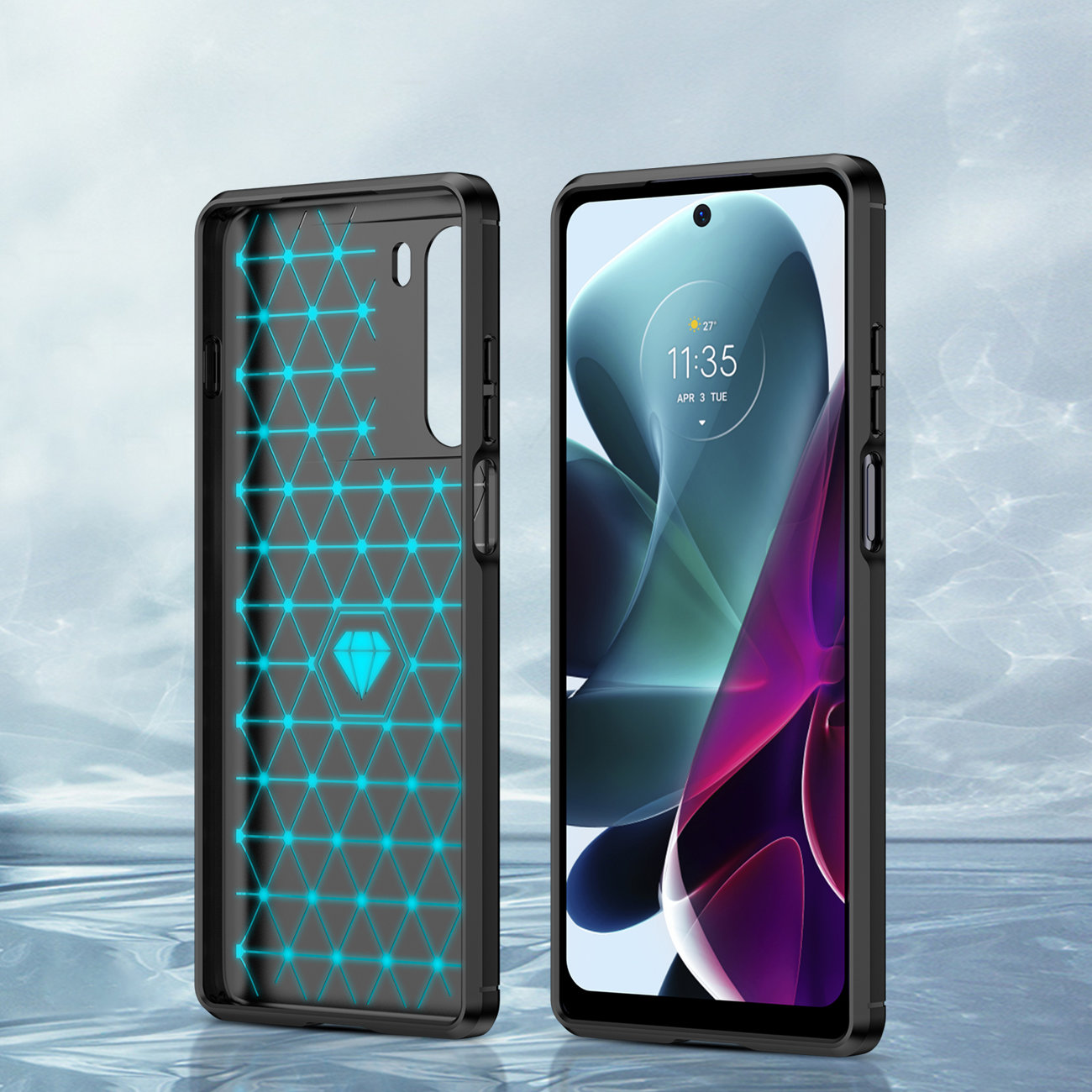 Pokrowiec Carbon Case czarny Motorola Moto G200 5G / 4