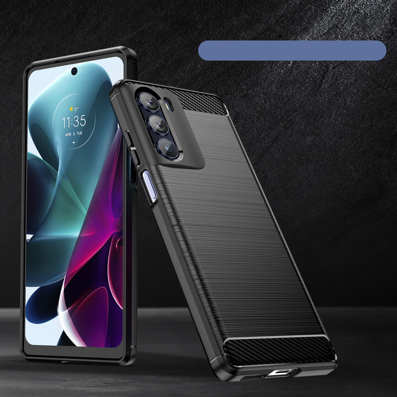 Pokrowiec Carbon Case czarny Motorola Moto G200 5G / 6