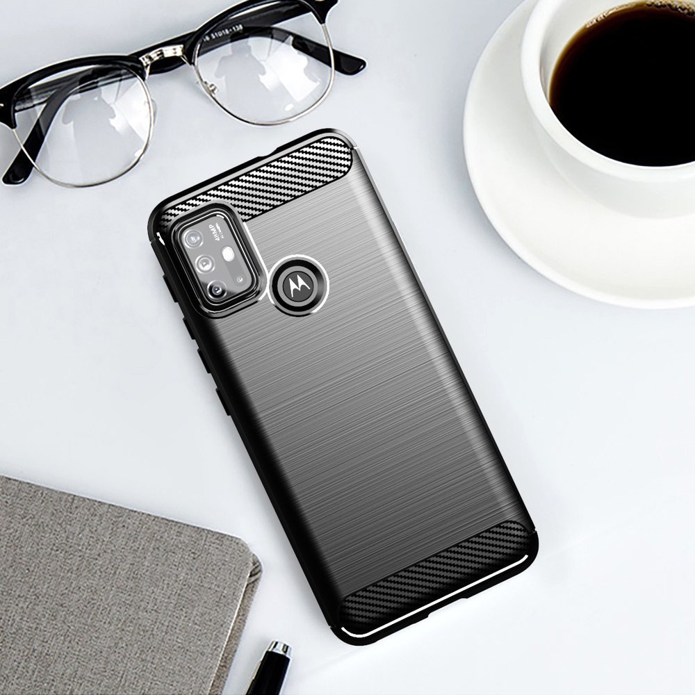 Pokrowiec Carbon Case czarny Motorola Moto G30 / 6