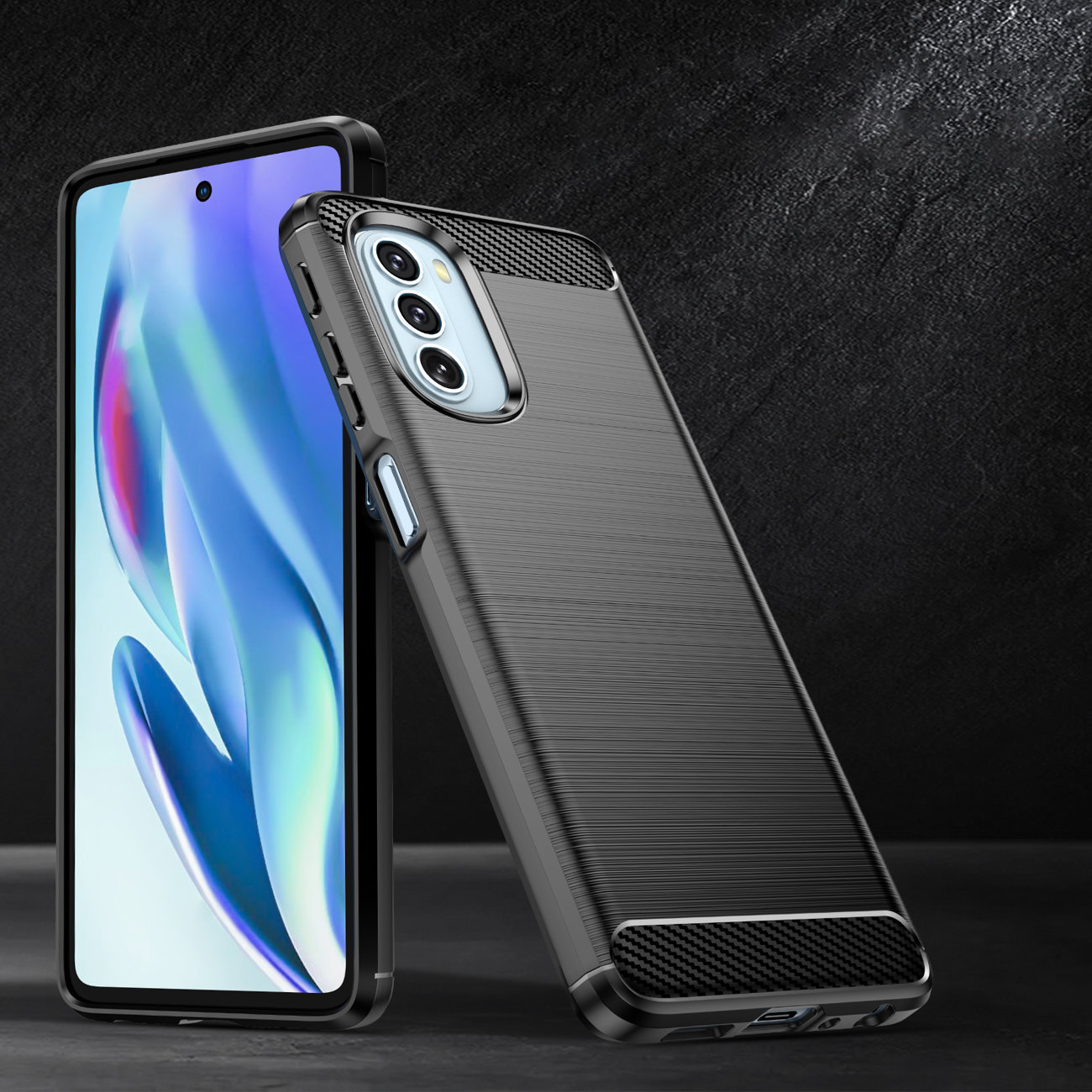 Pokrowiec Carbon Case czarny Motorola Moto G51 5G / 5