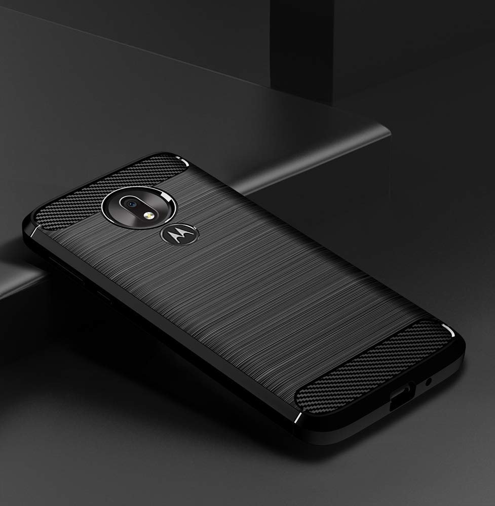 Pokrowiec Carbon Case czarny Motorola Moto G7 Power / 5