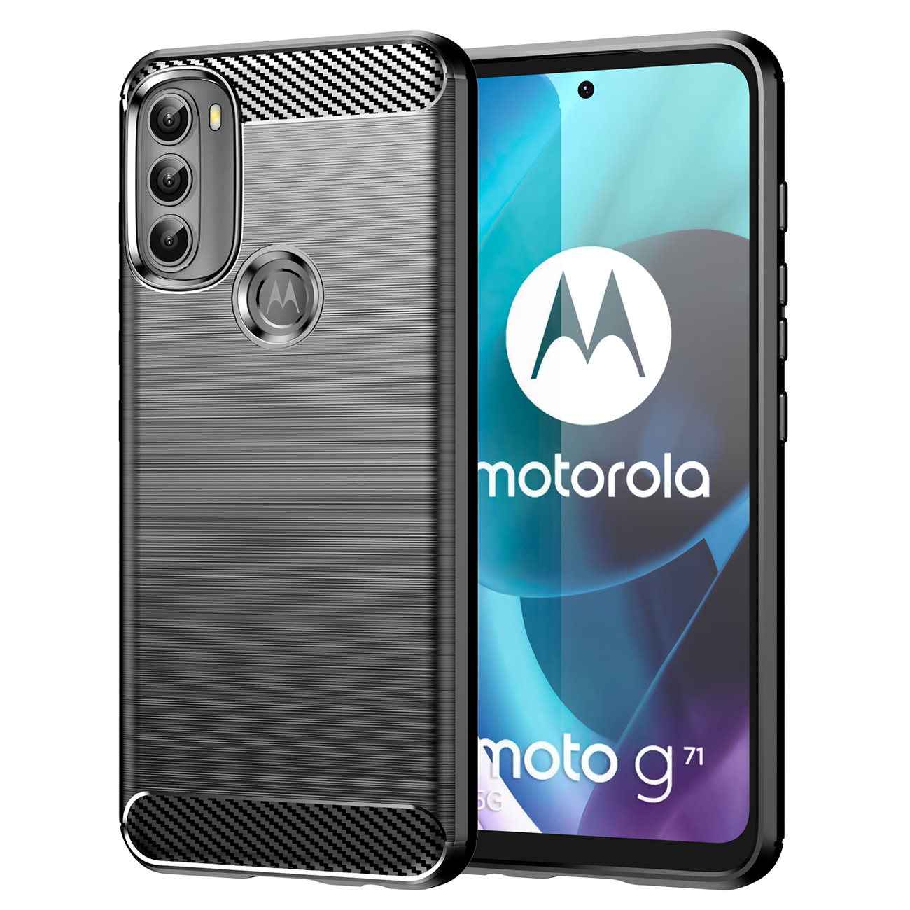 Pokrowiec Carbon Case czarny Motorola Moto G71 5G