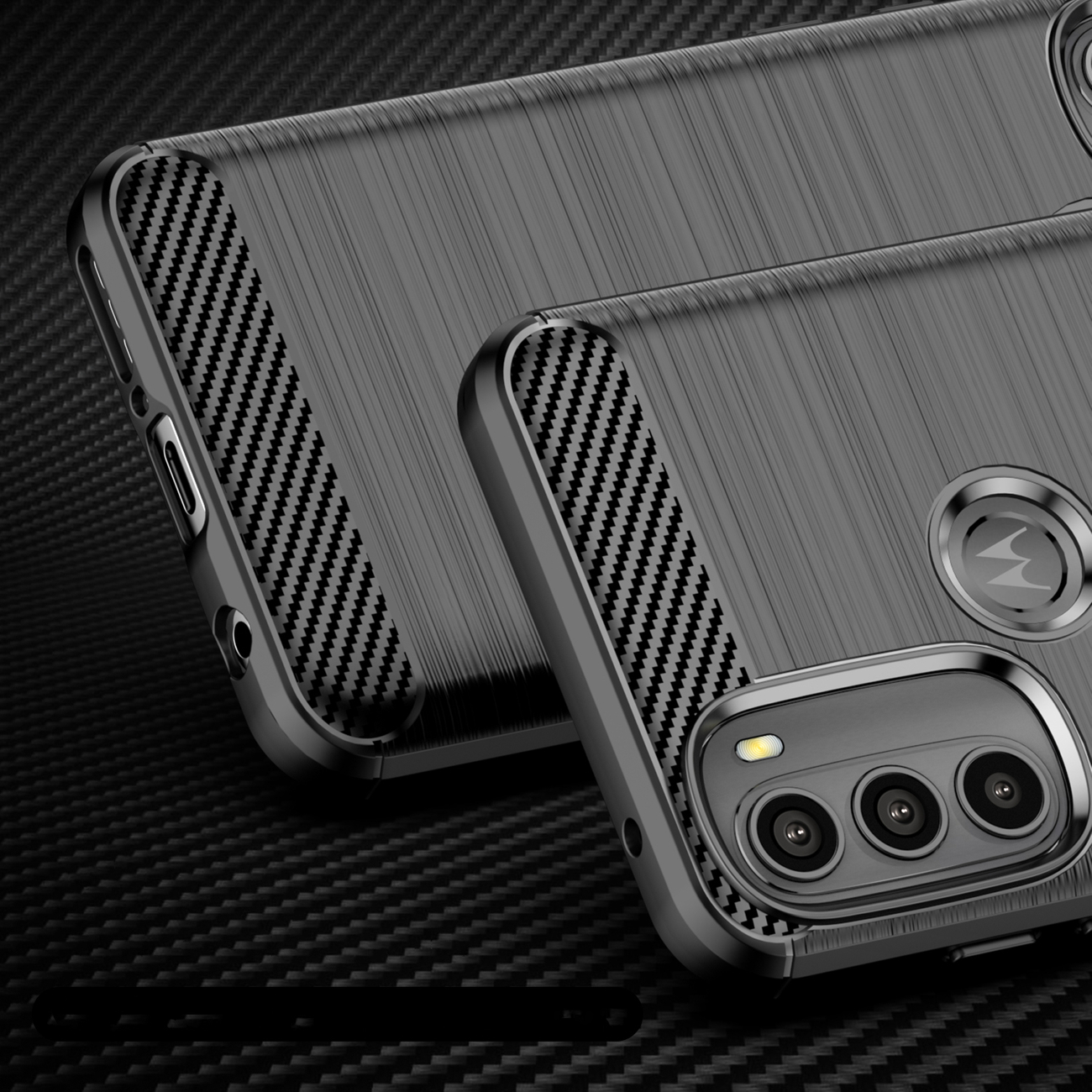Pokrowiec Carbon Case czarny Motorola Moto G71 5G / 2