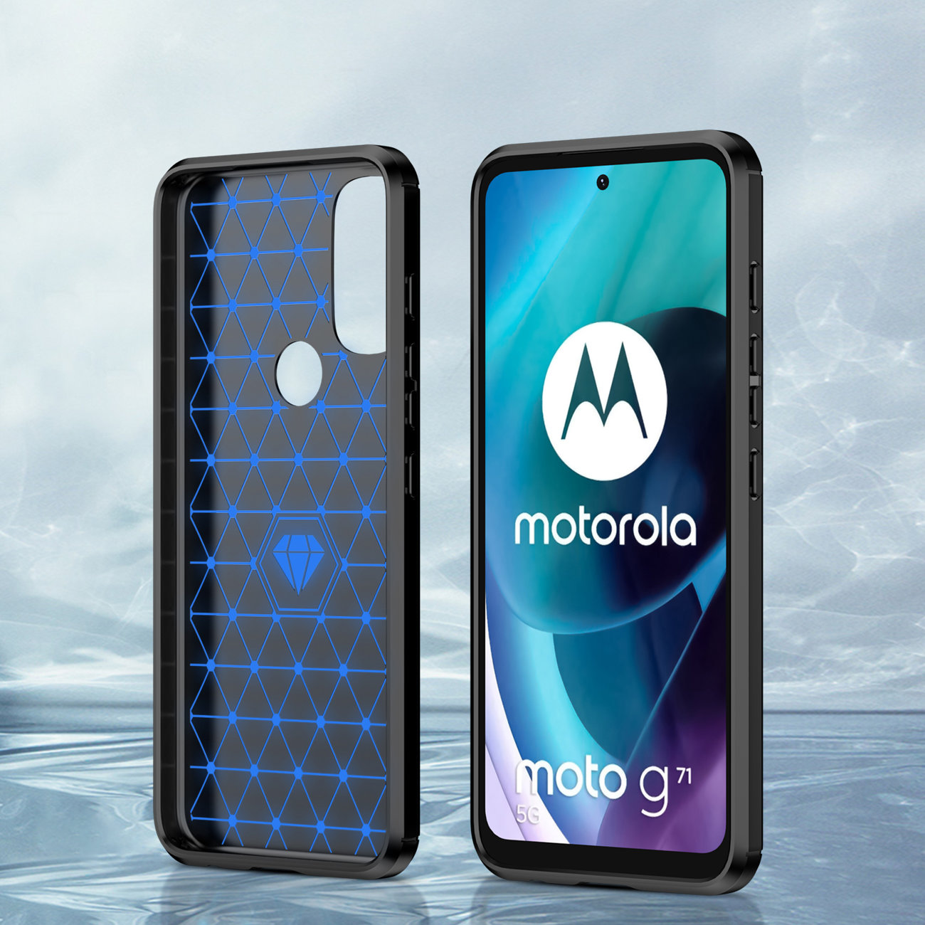 Pokrowiec Carbon Case czarny Motorola Moto G71 5G / 4