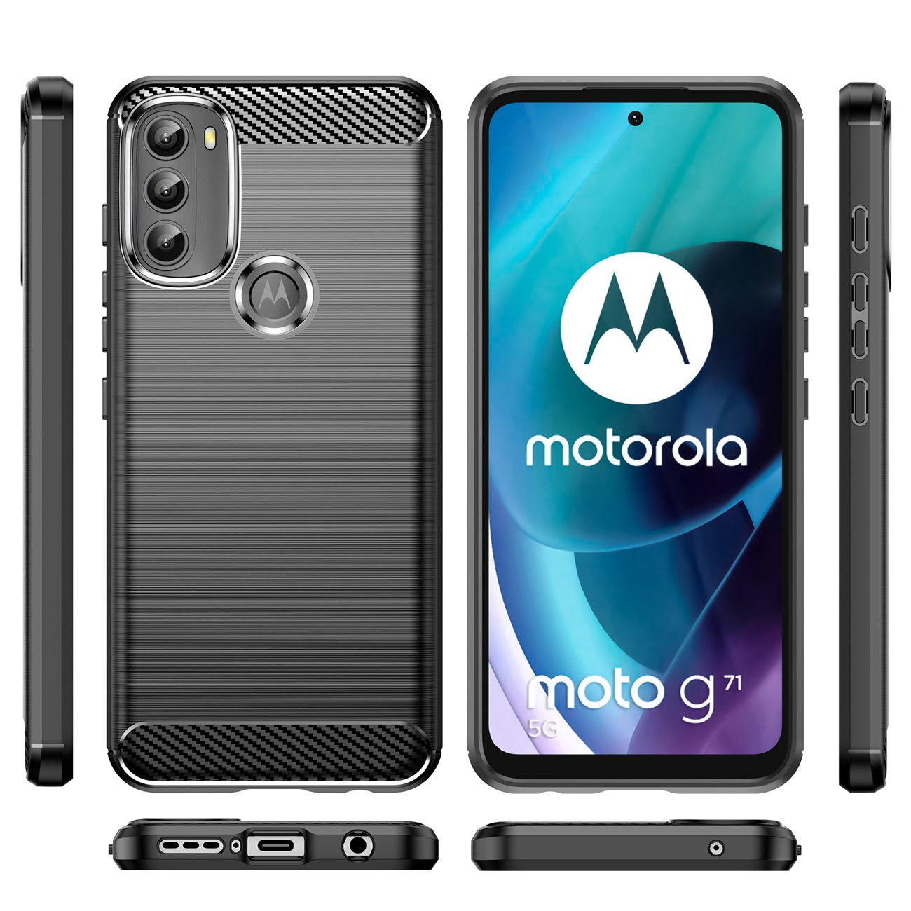 Pokrowiec Carbon Case czarny Motorola Moto G71 5G / 7