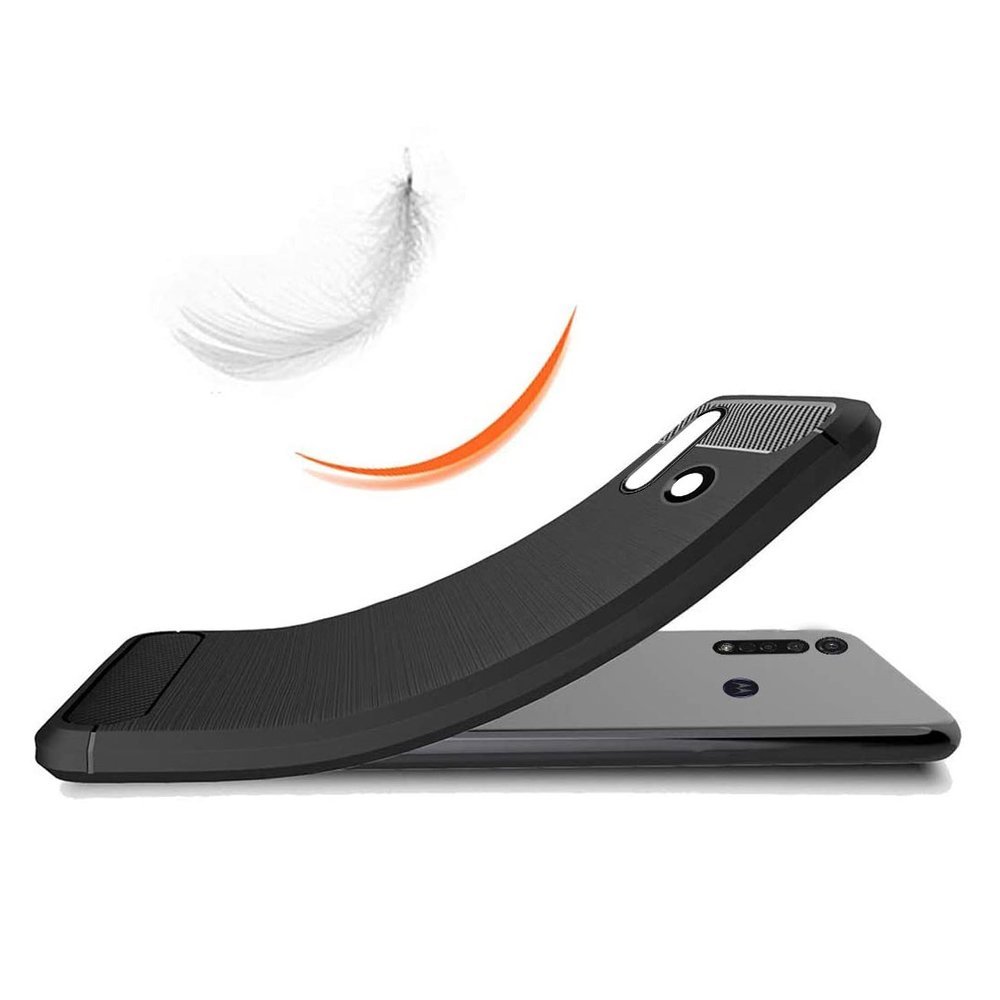 Pokrowiec Carbon Case czarny Motorola Moto G8 Plus / 2