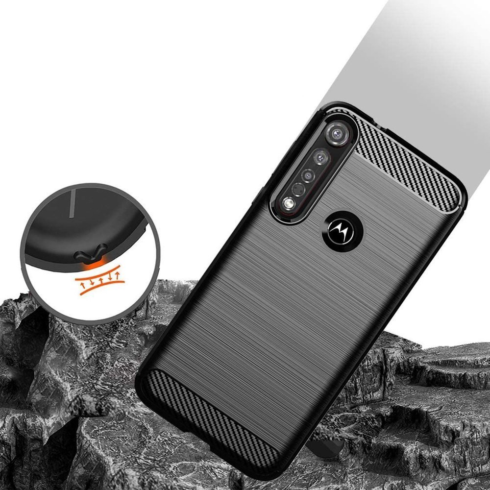Pokrowiec Carbon Case czarny Motorola Moto G8 Plus / 4