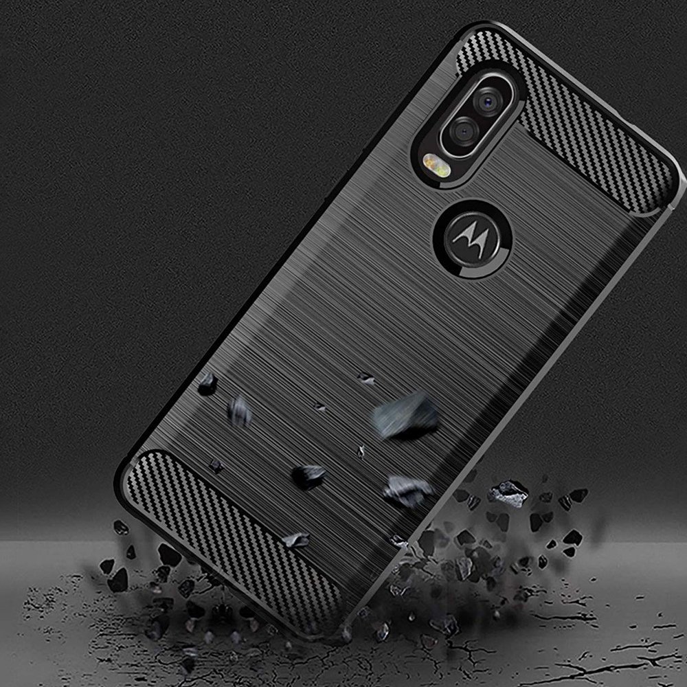 Pokrowiec Carbon Case czarny Motorola One Action / 3 Pokrowiec Carbon Case czarny Motorola One Action / 3