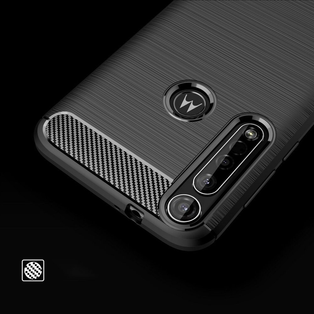 Pokrowiec Carbon Case czarny Motorola One Macro / 5