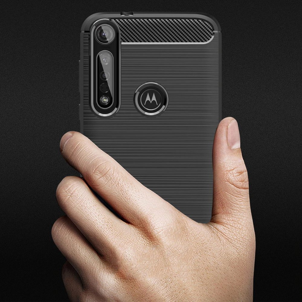 Pokrowiec Carbon Case czarny Motorola One Macro / 6