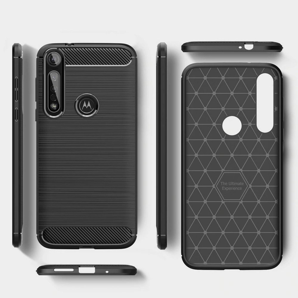 Pokrowiec Carbon Case czarny Motorola One Macro / 9