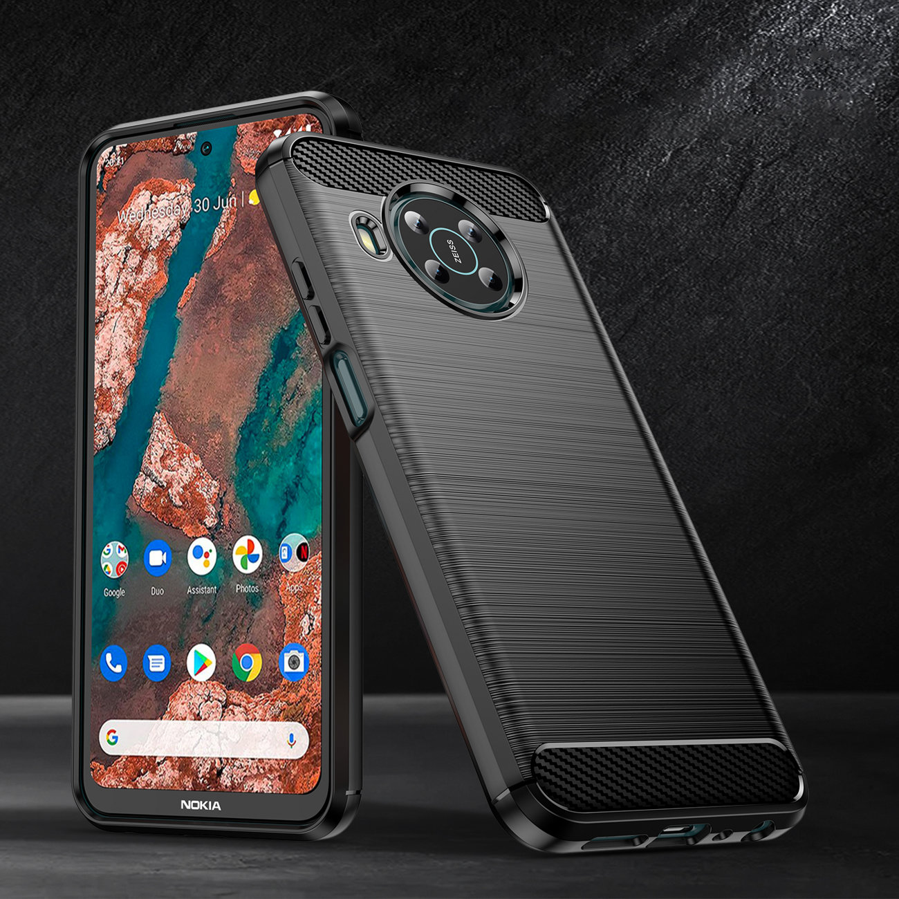 Pokrowiec Carbon Case czarny Nokia X20 / 5