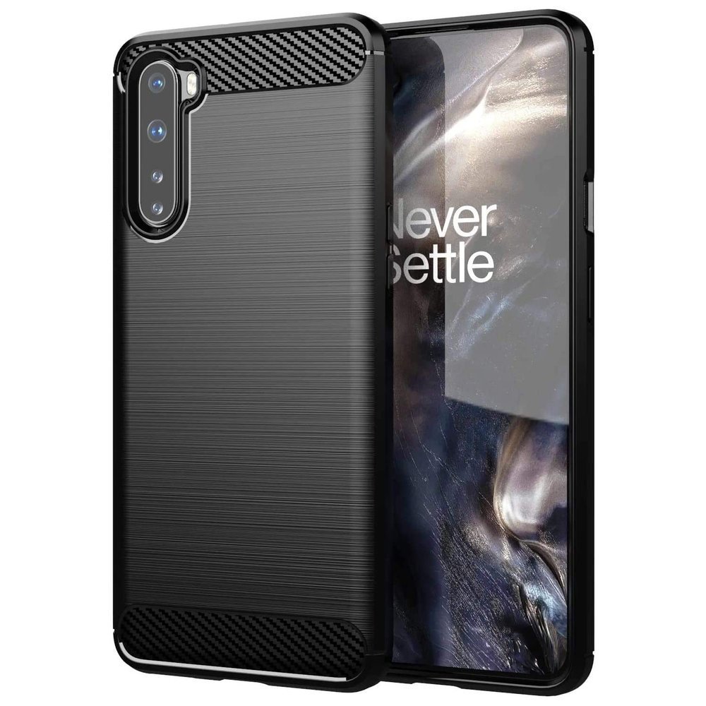 Pokrowiec Carbon Case czarny OnePlus Nord