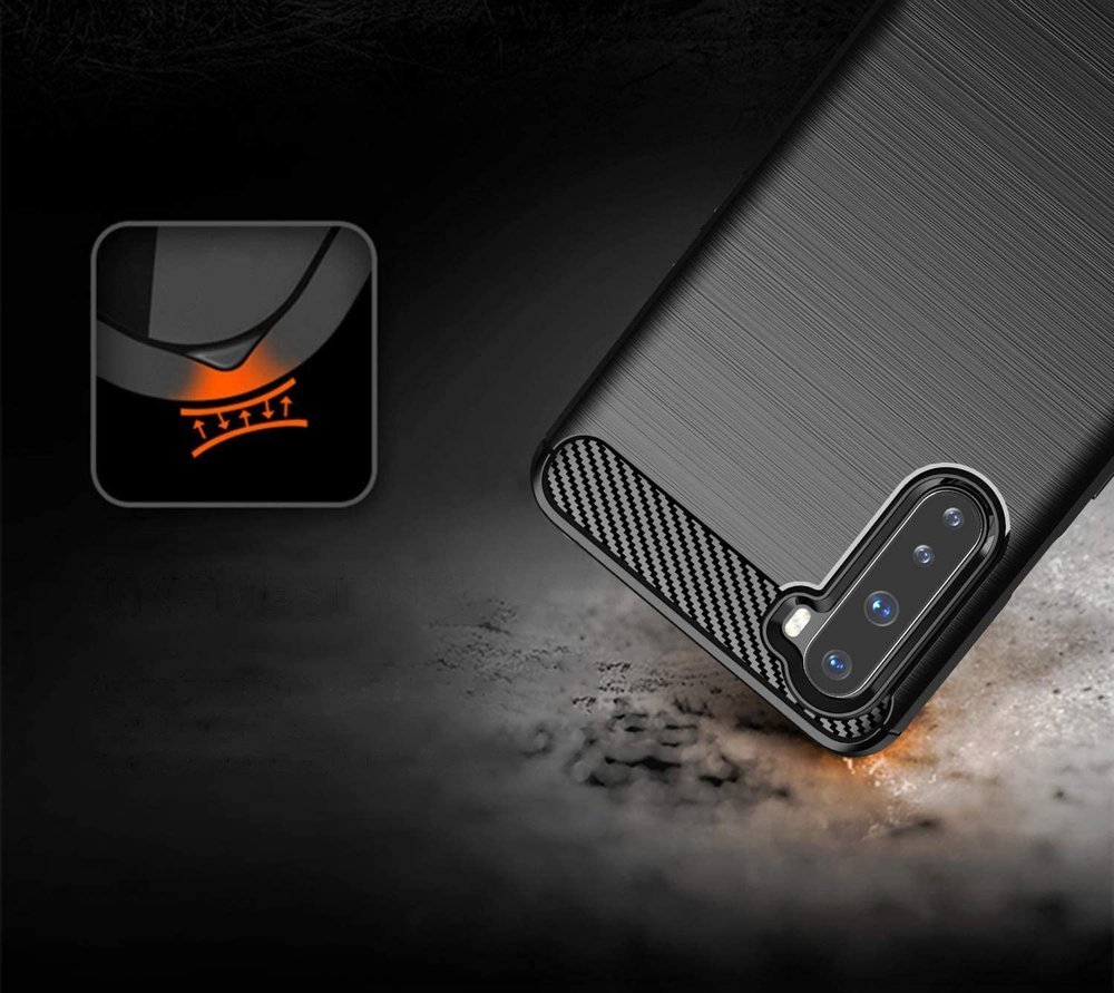 Pokrowiec Carbon Case czarny OnePlus Nord / 3
