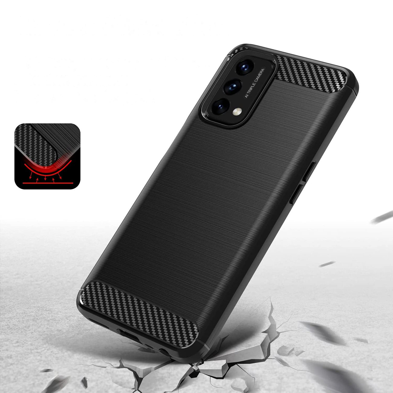 Pokrowiec Carbon Case czarny OnePlus Nord N200 5G / 3