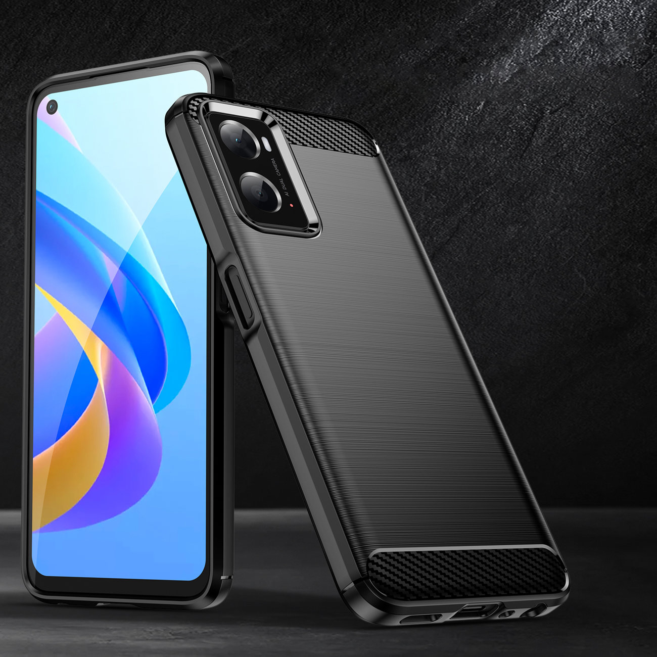 Pokrowiec Carbon Case czarny Oppo A36 / 7
