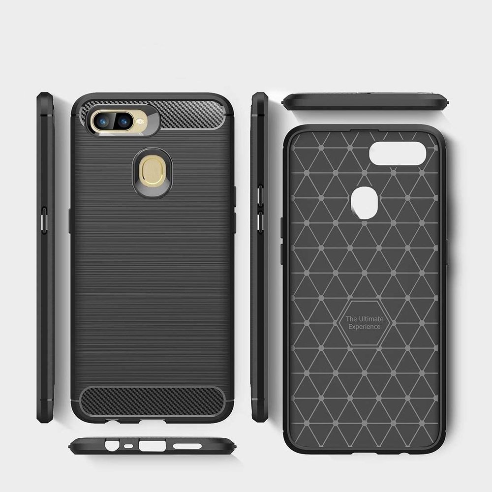Pokrowiec Carbon Case czarny Oppo A7 / 3