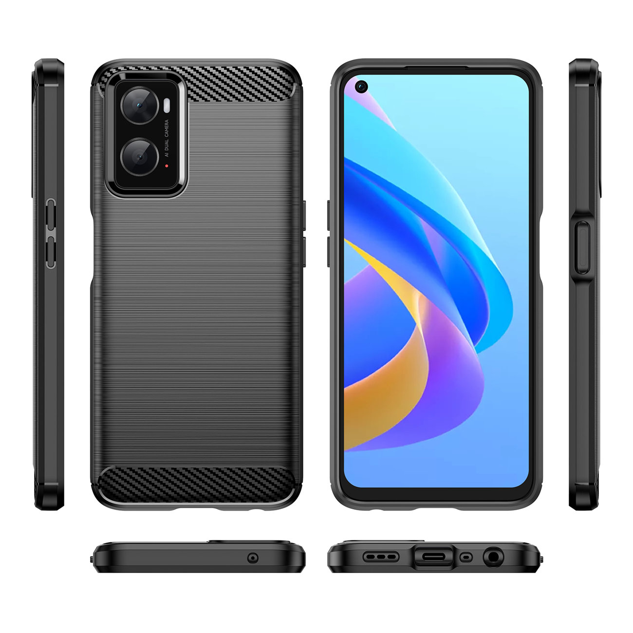 Pokrowiec Carbon Case czarny Oppo A76 / 8