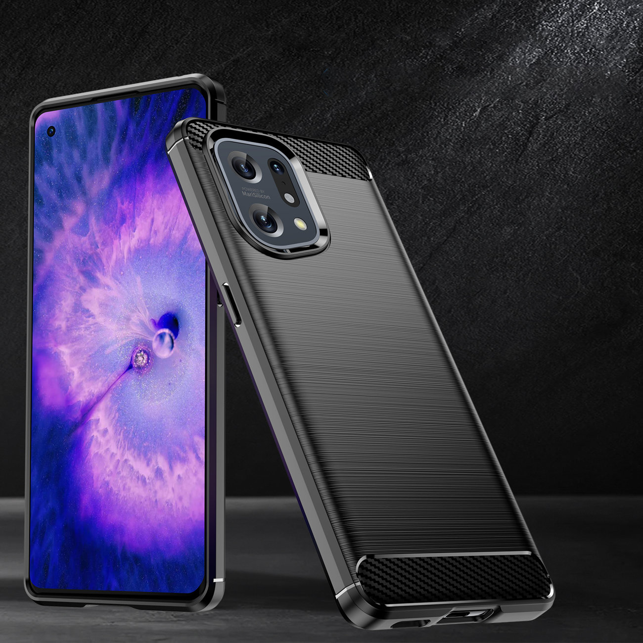 Pokrowiec Carbon Case czarny Oppo Find X5 / 4 Pokrowiec Carbon Case czarny Oppo Find X5 / 4