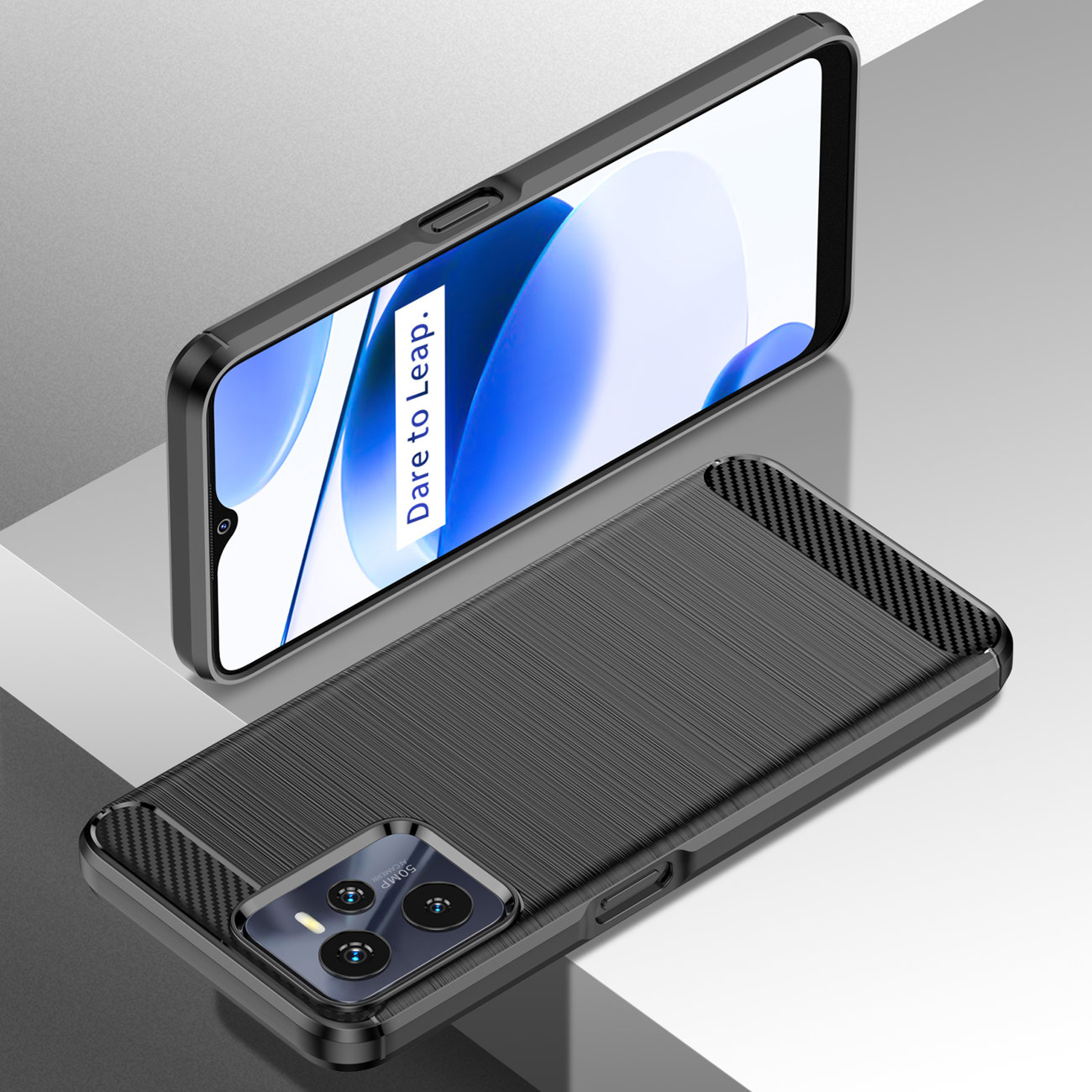 Pokrowiec Carbon Case czarny Realme C35 / 6