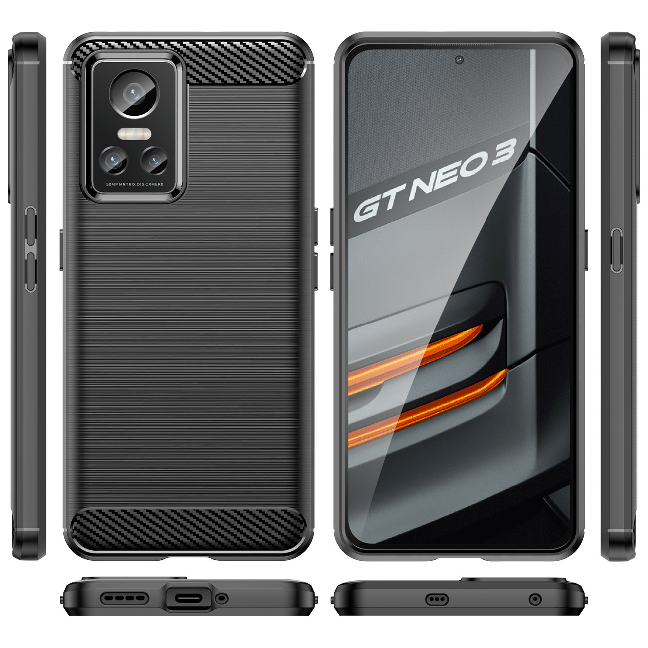 Pokrowiec Carbon Case czarny Realme GT Neo 3 / 7