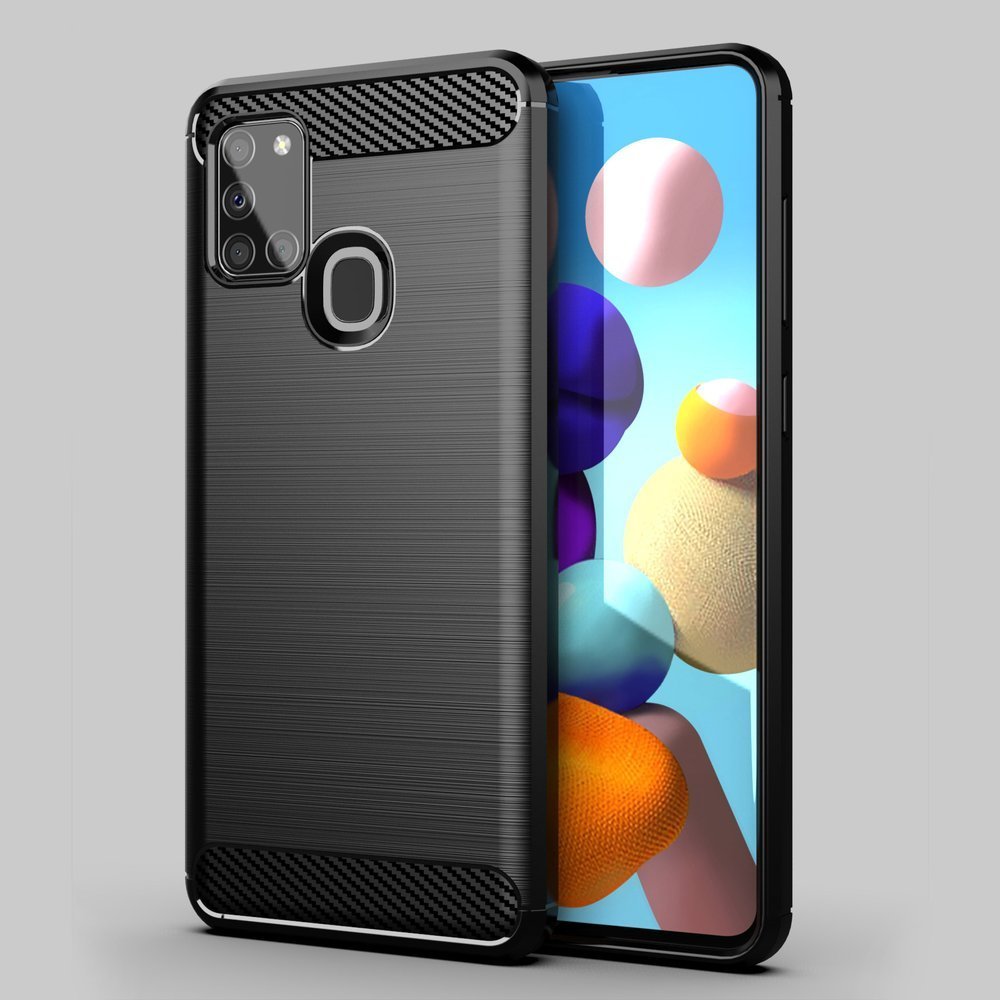 Pokrowiec Carbon Case czarny Samsung Galaxy A21s / 12