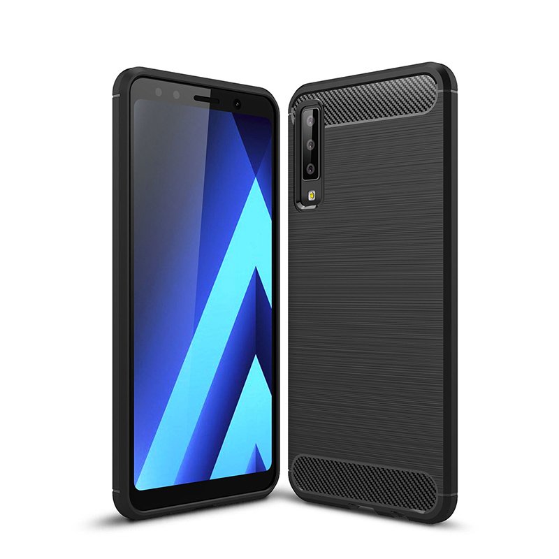 Pokrowiec Carbon Case czarny Samsung Galaxy A7 (2018)