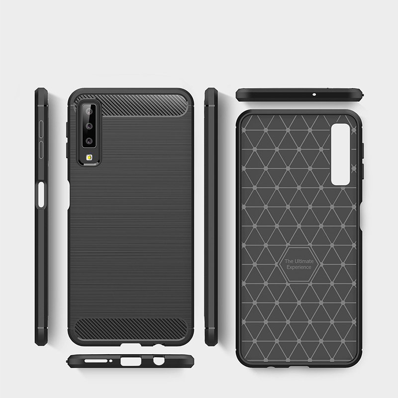Pokrowiec Carbon Case czarny Samsung Galaxy A7 (2018) / 5