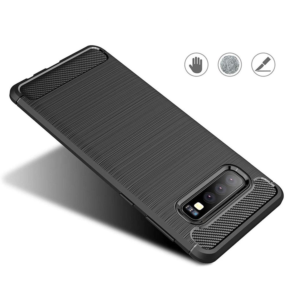 Pokrowiec Carbon Case czarny Samsung Galaxy S10 / 3