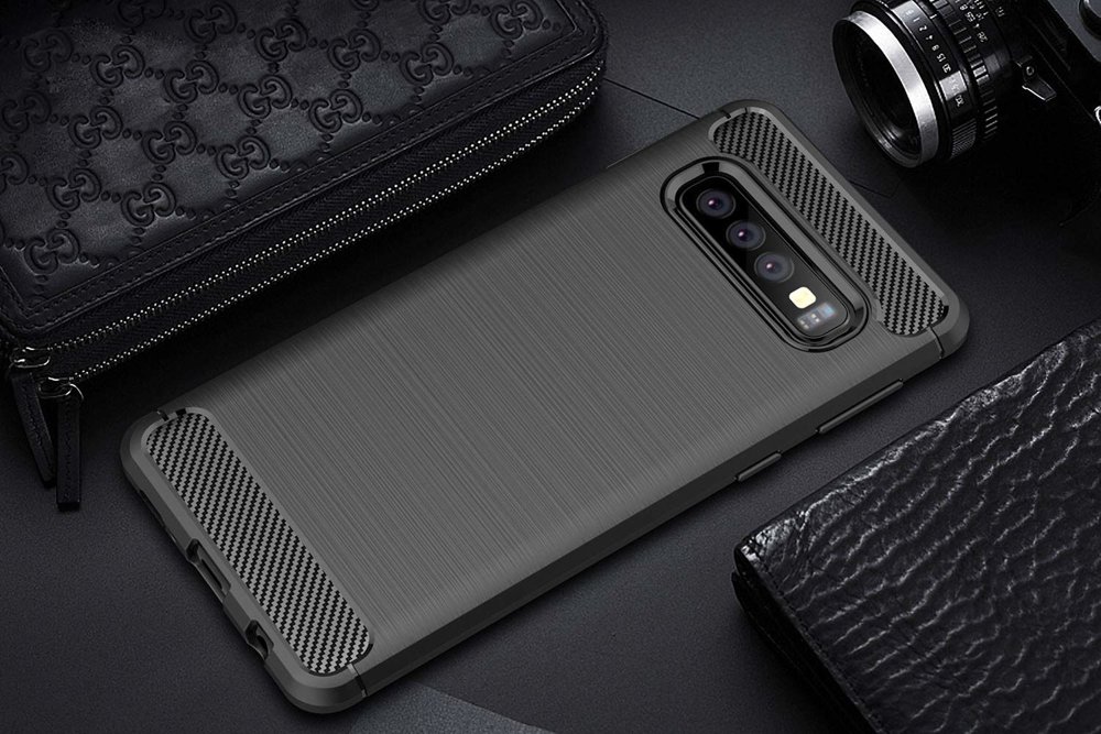 Pokrowiec Carbon Case czarny Samsung Galaxy S10 Plus / 5