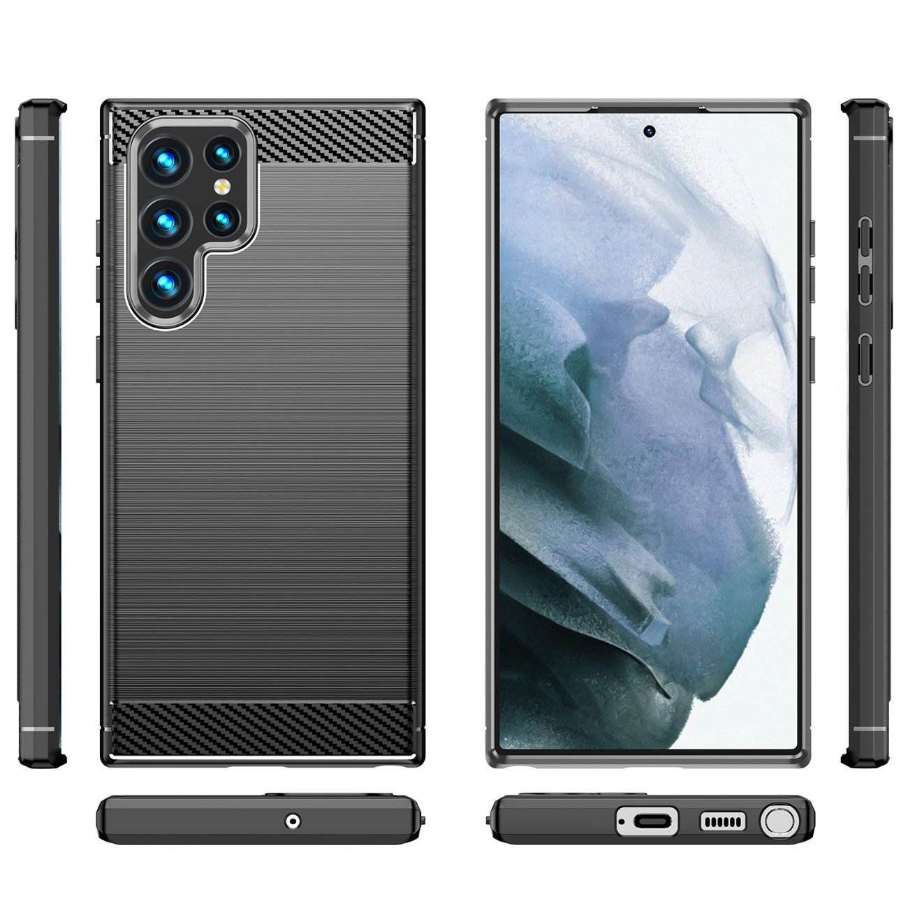 Pokrowiec Carbon Case czarny Samsung Galaxy S22 Ultra / 2
