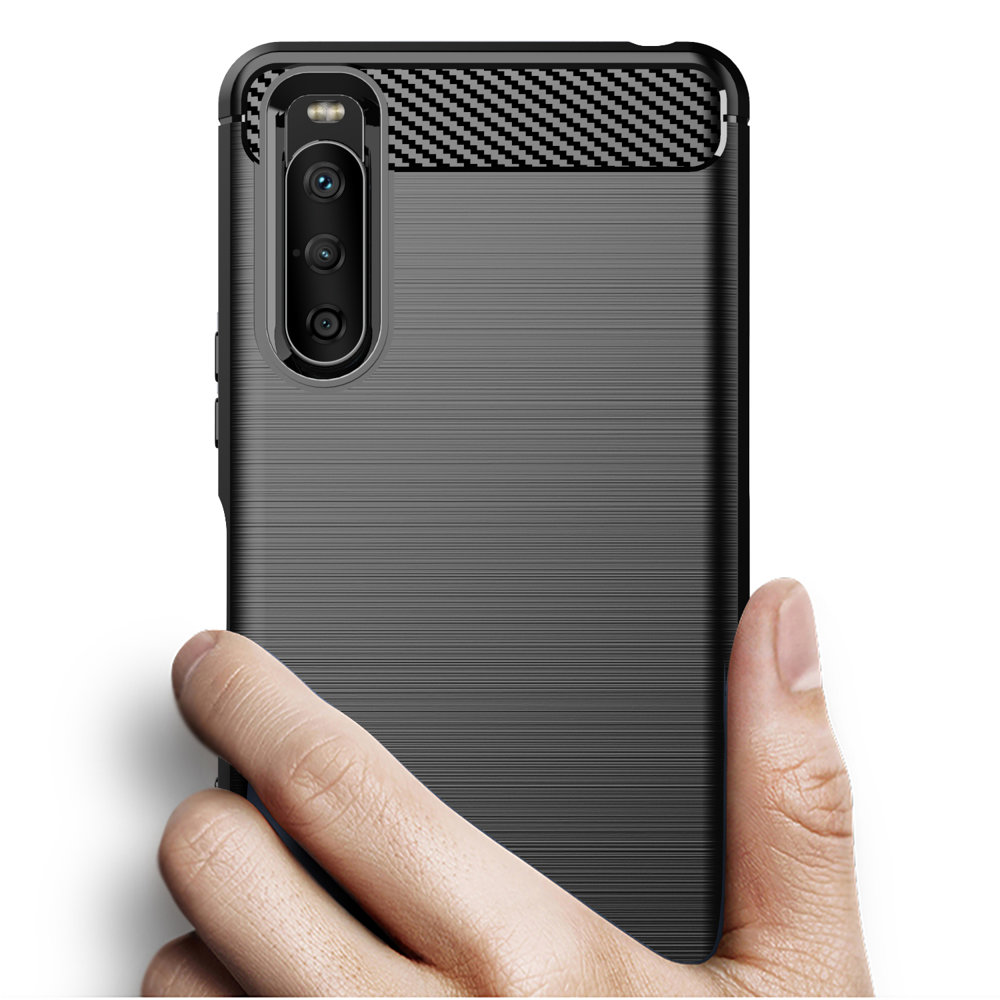 Pokrowiec Carbon Case czarny Sony Xperia 10 III / 2