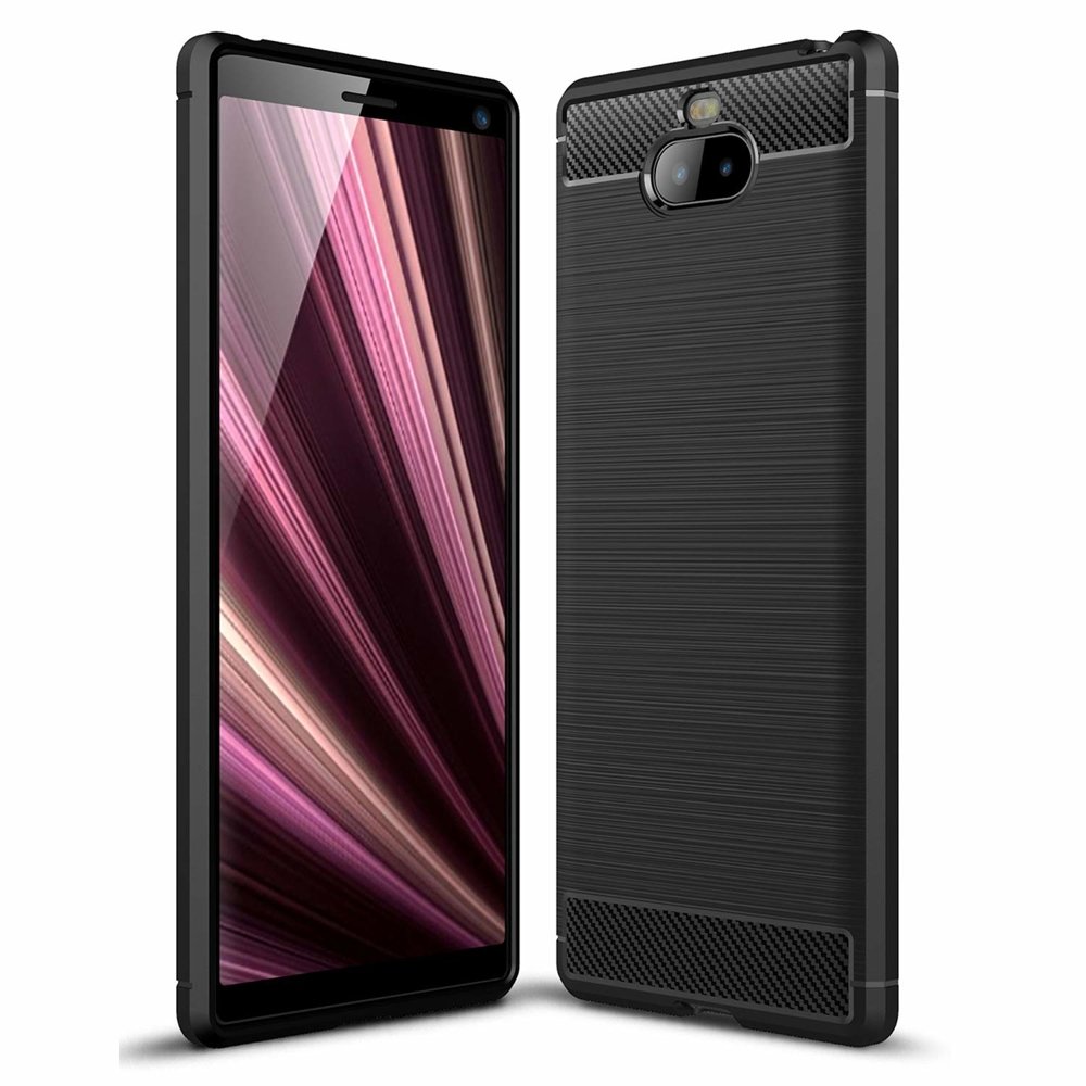 Pokrowiec Carbon Case czarny Sony Xperia 10 Plus