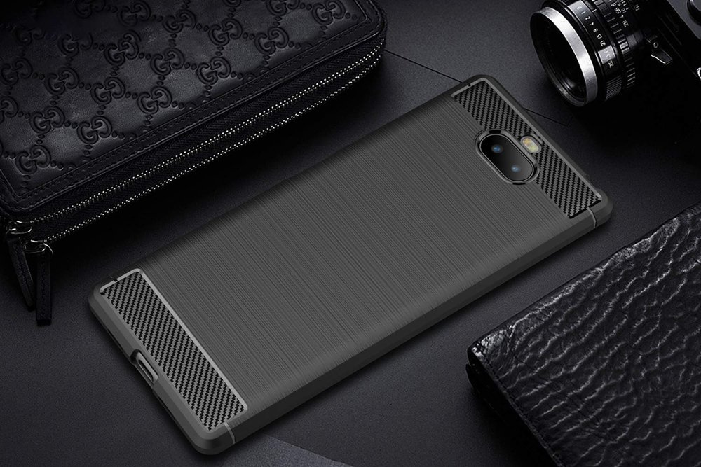 Pokrowiec Carbon Case czarny Sony Xperia 10 Plus / 3
