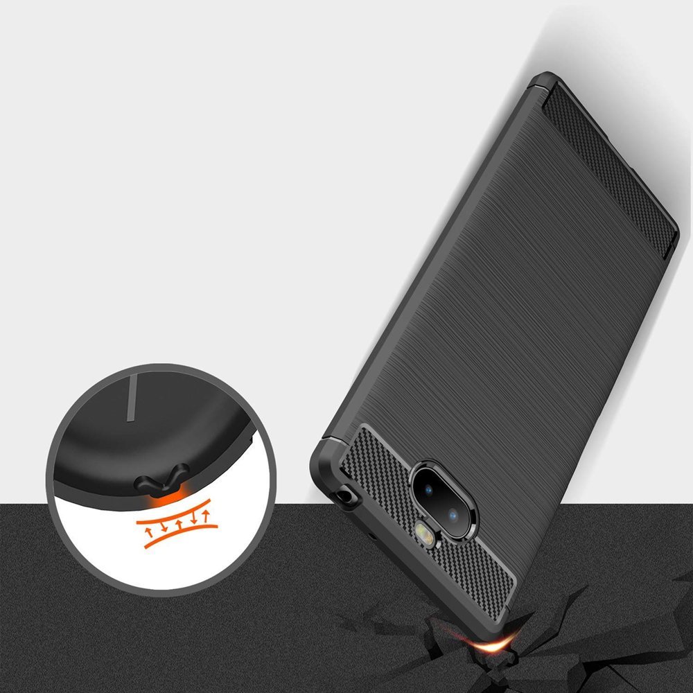 Pokrowiec Carbon Case czarny Sony Xperia 10 Plus / 5