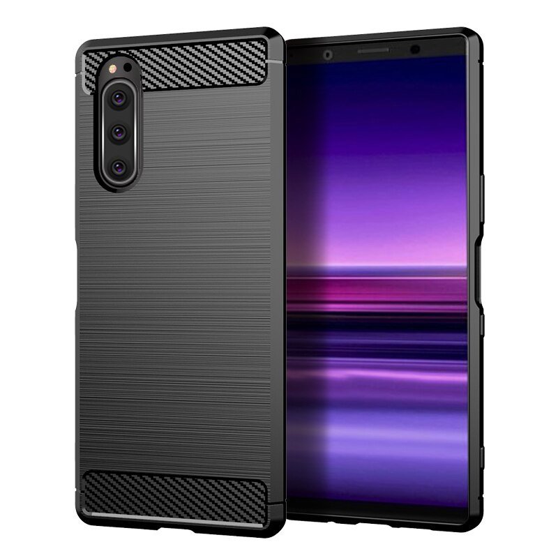 Pokrowiec Carbon Case czarny Sony Xperia 5
