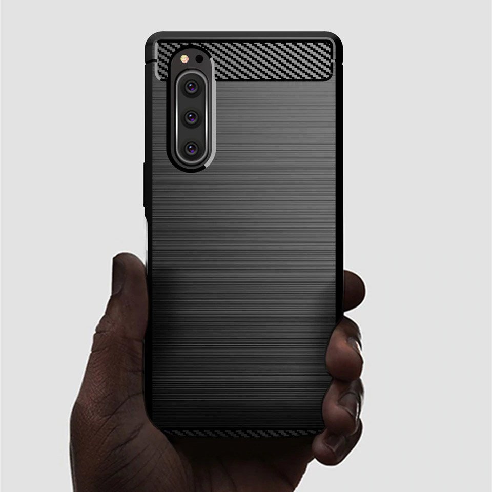 Pokrowiec Carbon Case czarny Sony Xperia 5 / 5