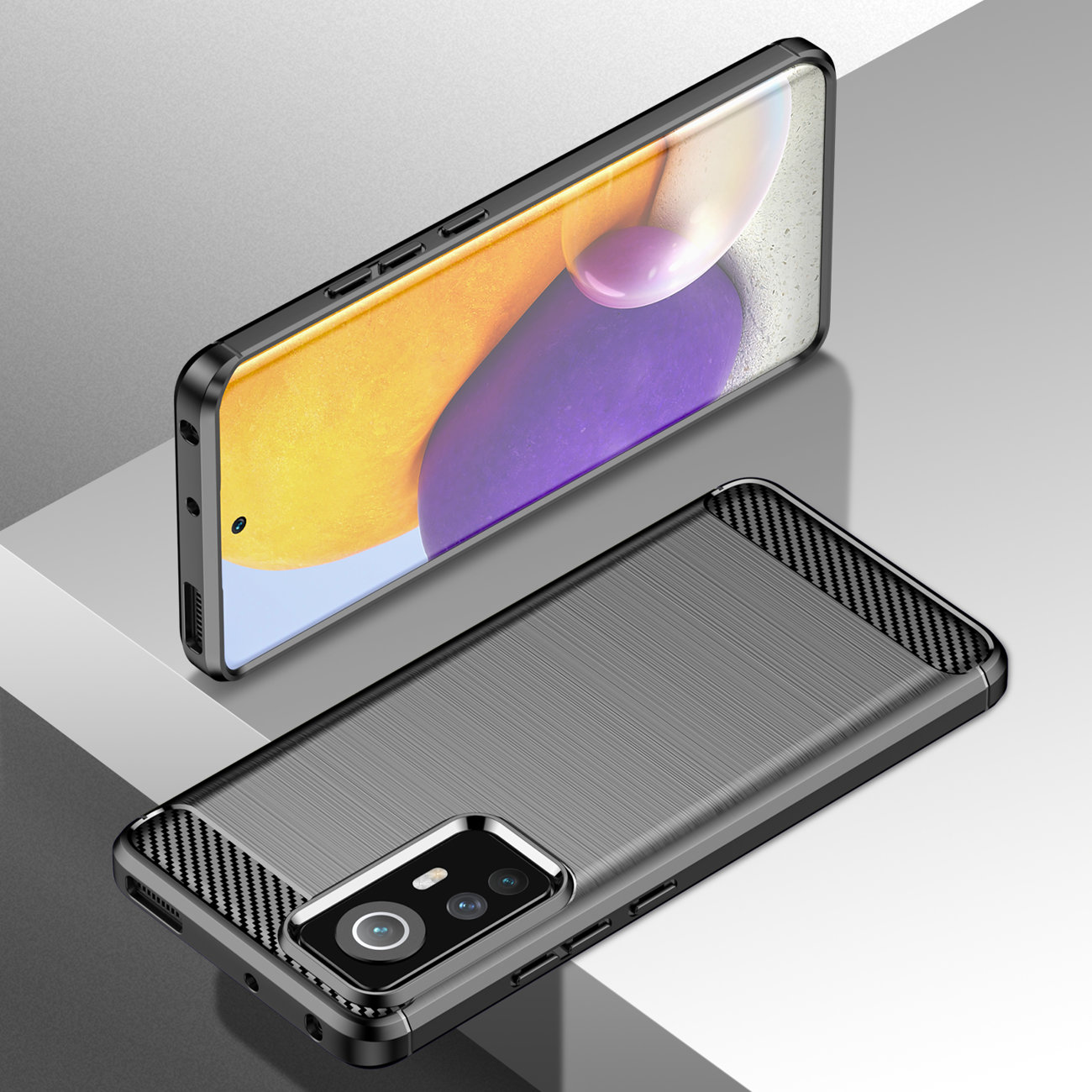 Pokrowiec Carbon Case czarny Xiaomi 12 / 5