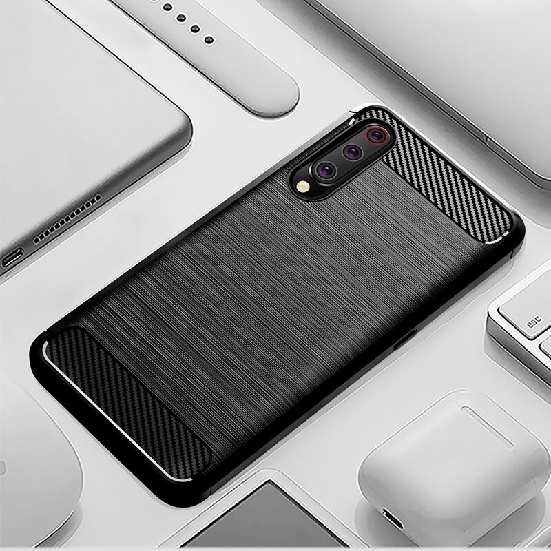 Pokrowiec Carbon Case czarny Xiaomi Mi 9 Lite / 2