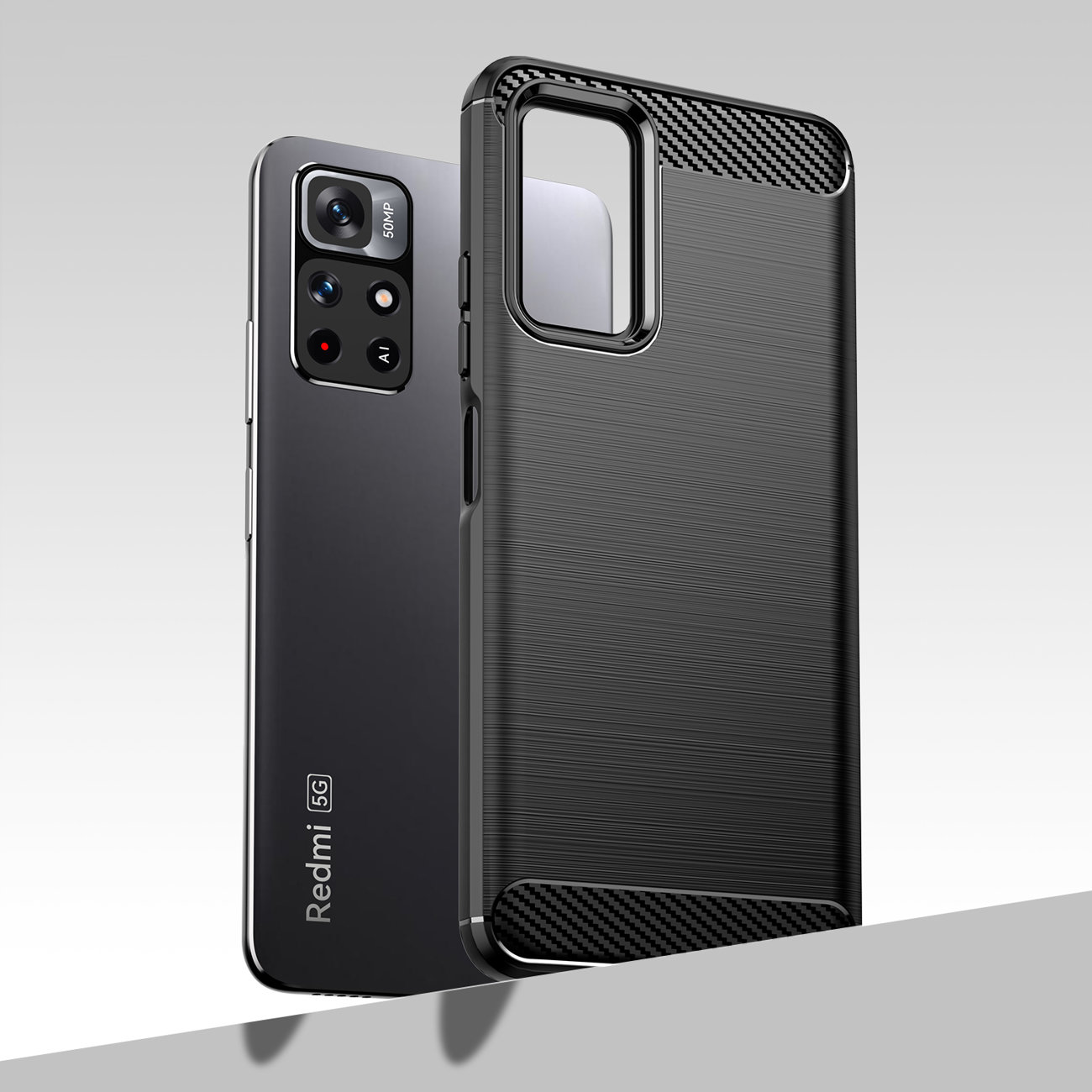 Pokrowiec Carbon Case czarny Xiaomi POCO M4 Pro 5G / 5