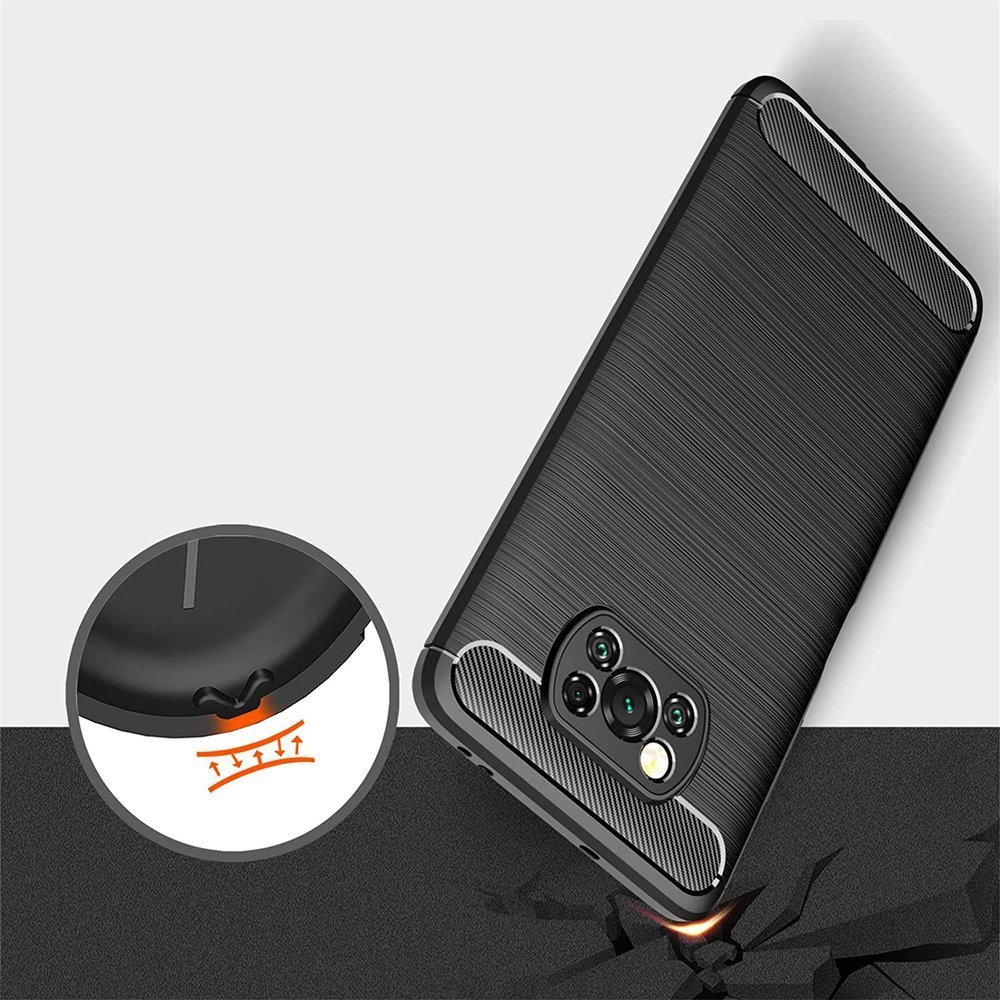 Pokrowiec Carbon Case czarny Xiaomi POCO X3 NFC / 9