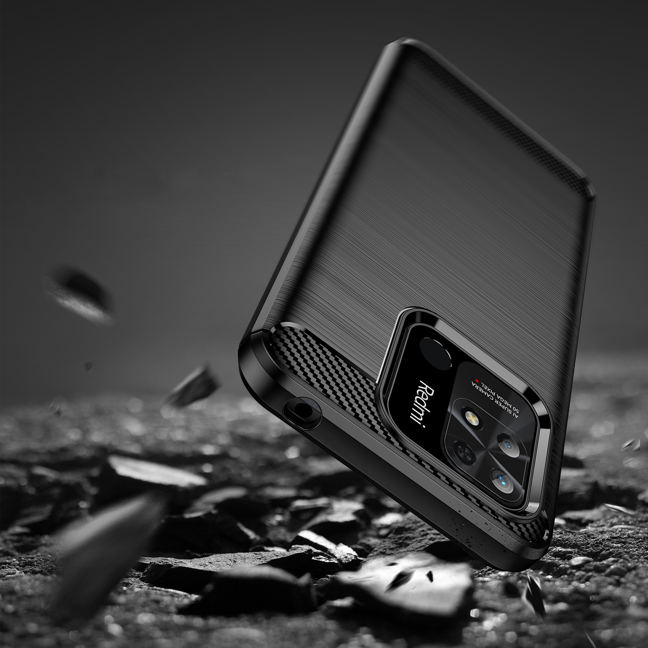 Pokrowiec Carbon Case czarny Xiaomi Redmi 10C / 5