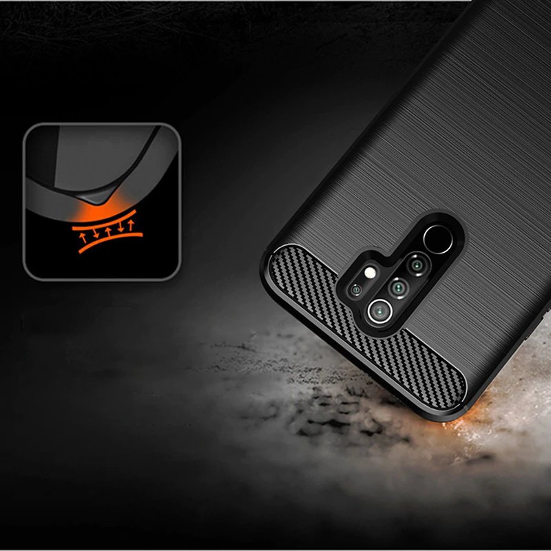 Pokrowiec Carbon Case czarny Xiaomi Redmi 9 / 6